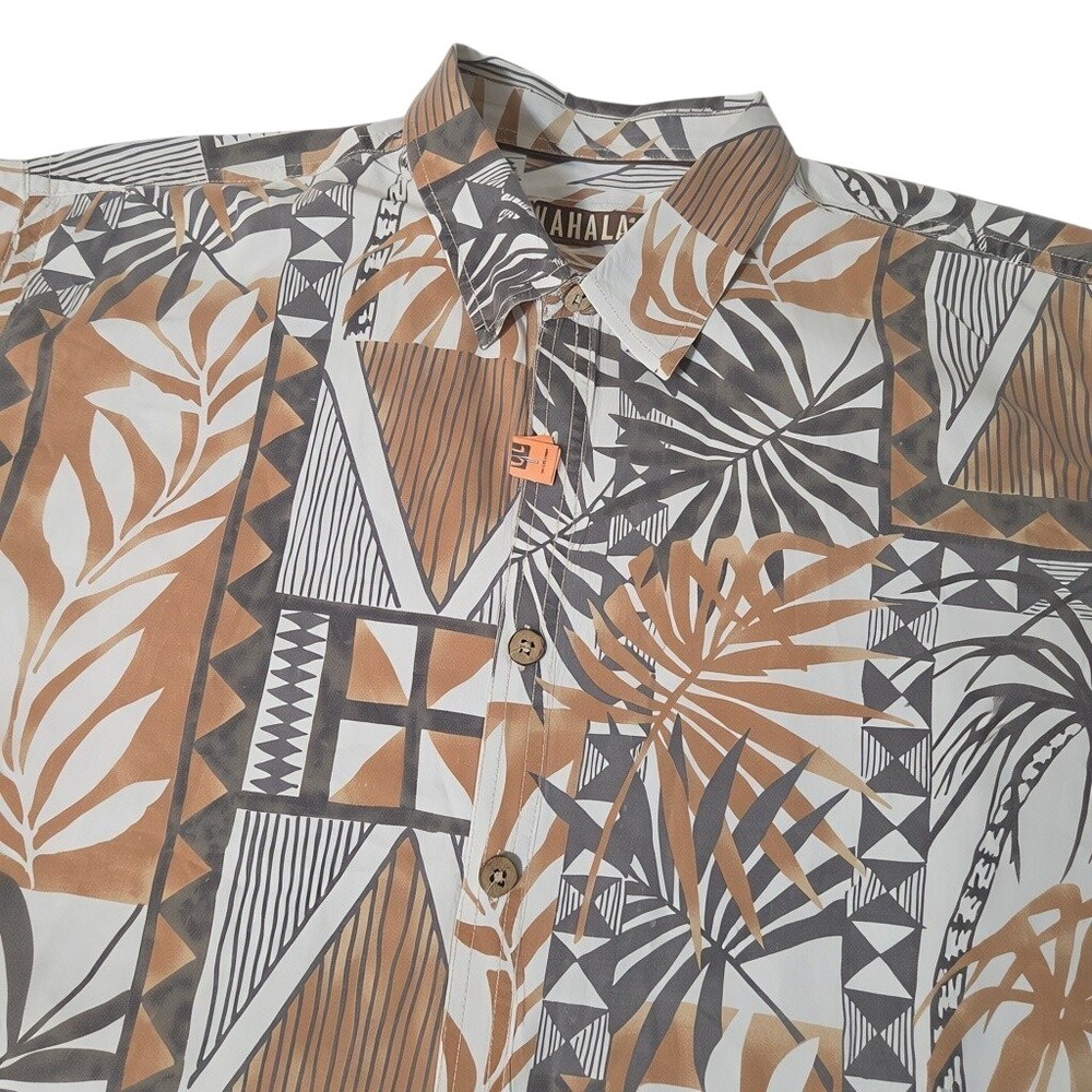 Kahala Button Up Shirt Mens 2XL Blue Brown Tropical Tribal Geometric 2 Pack - Picture 3 of 8
